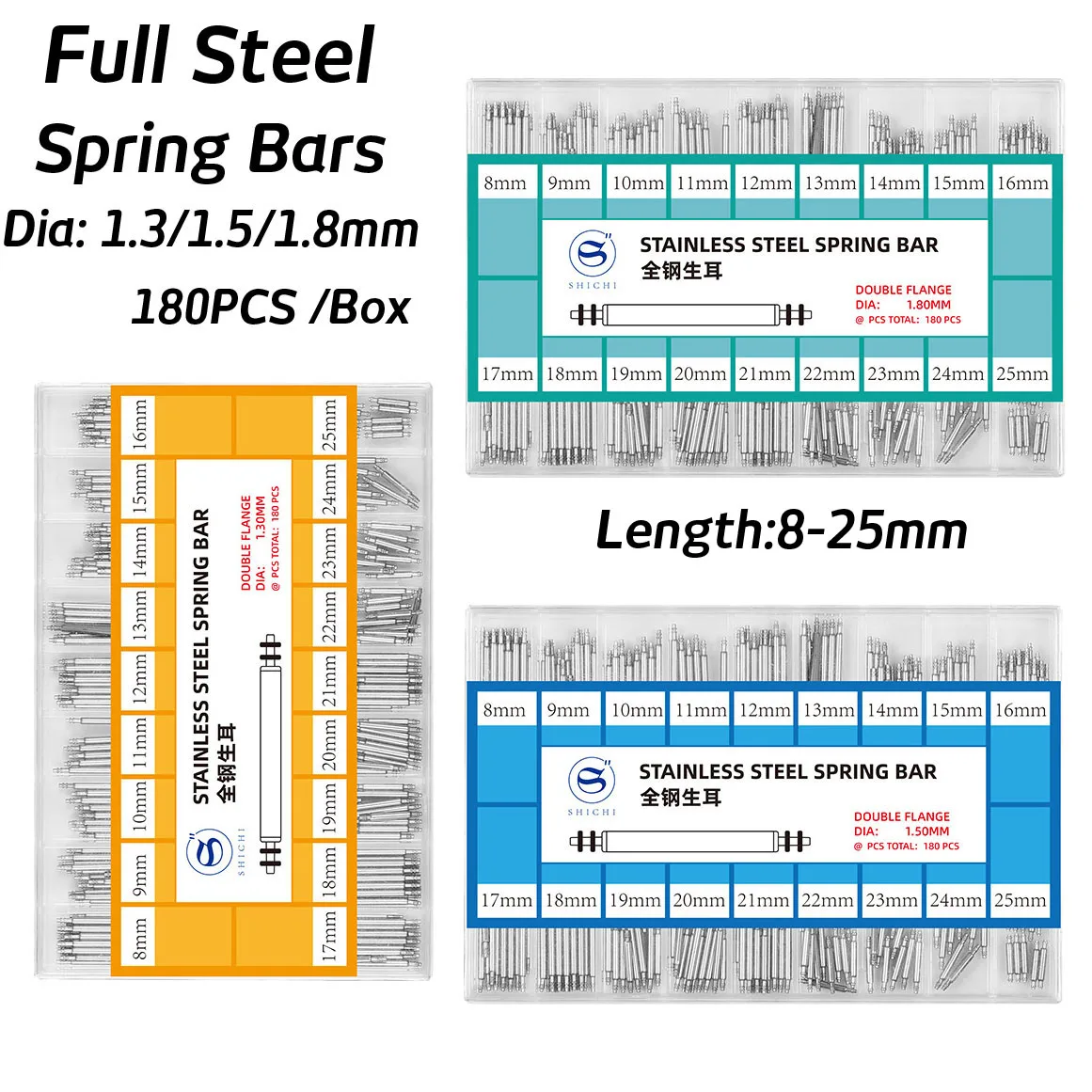 Spring Bar Tool Set - 180 pièces 1.3mm 1.5mm 1.8mm bracelet